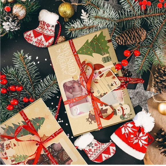 12 Packs Brown Christmas Cookie Boxes with Window for Gift Giving,Cartoon Christ - Picture 9 of 11